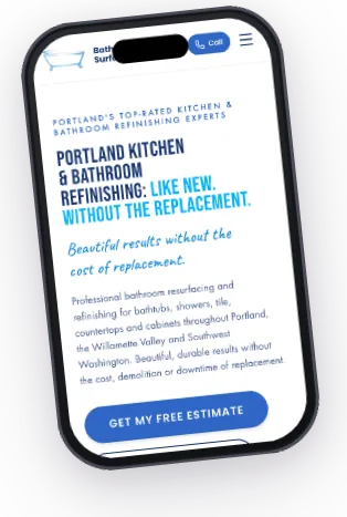 Bathroom Surface Solutions website on phone