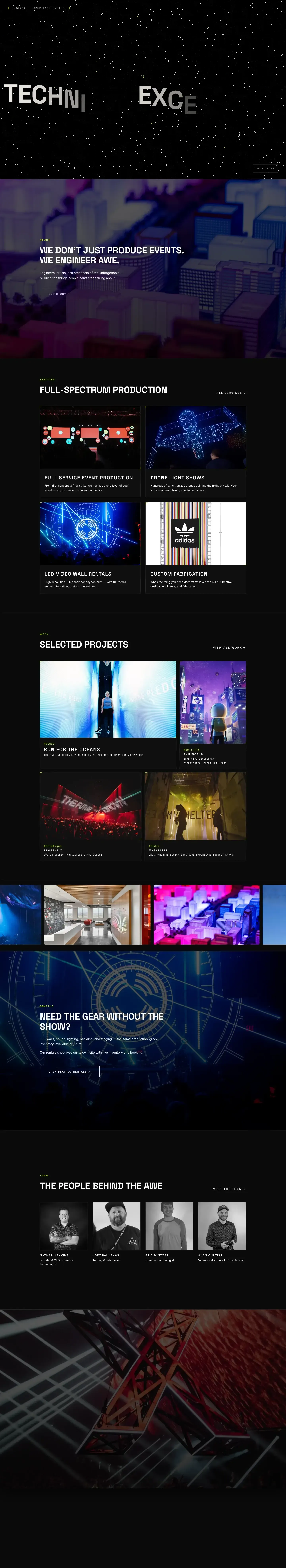 Beatrox marketing site homepage: a cinematic dark redesign