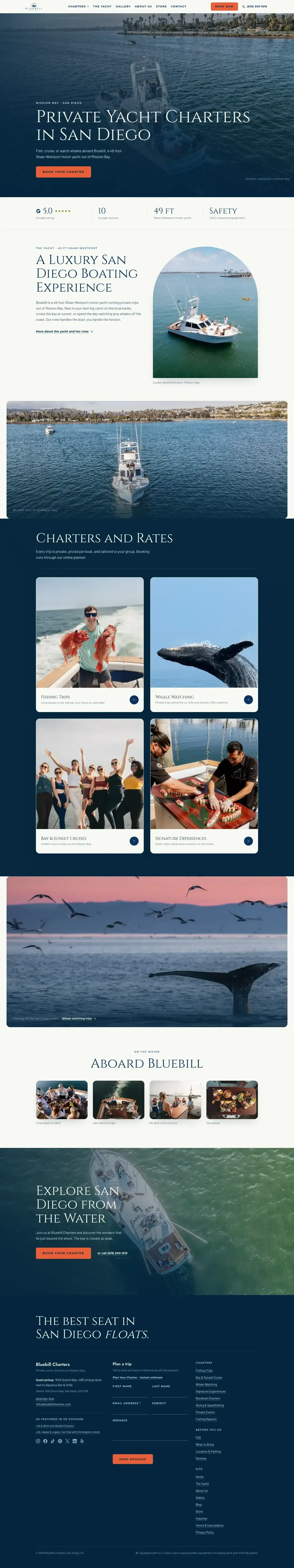 Live: full page screenshot of bluebillcharters.com