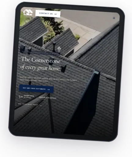 Cornerstone Renovations website on tablet